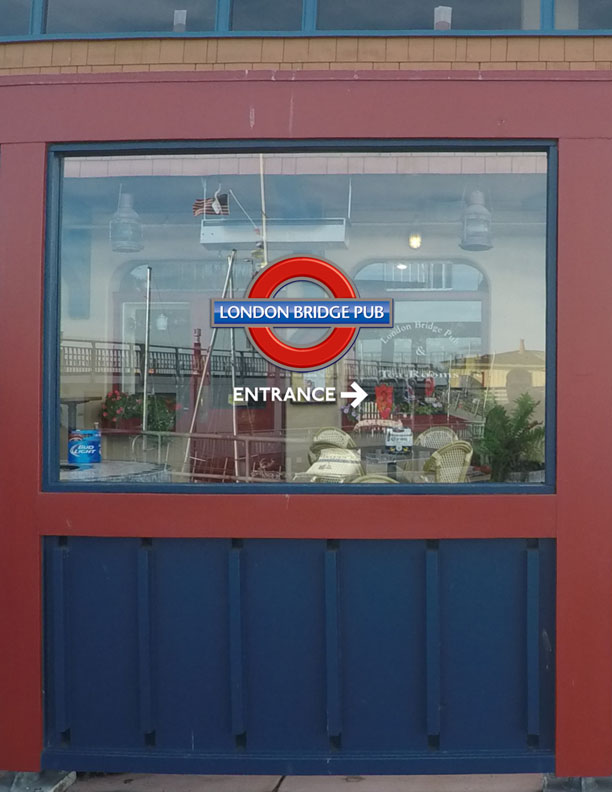 london bridge pub window sign